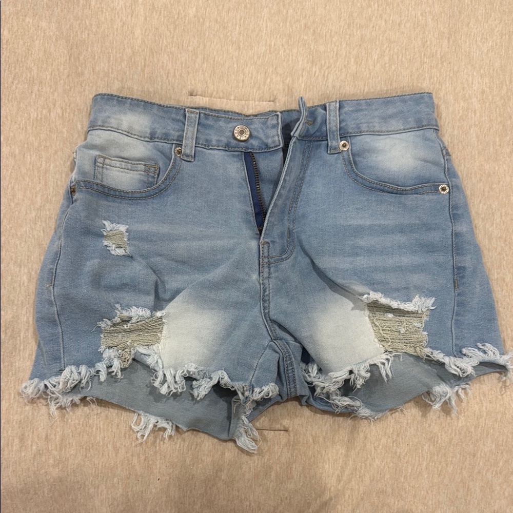 Amazon Blue Jean Shorts Distressed Frayed Hem